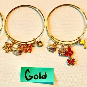 Rose gold,Silver,Gold charm bangle bracelets